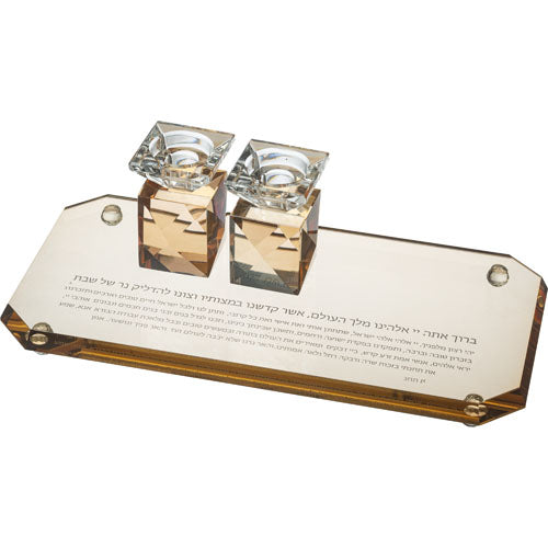 סט זוג פמוטי קריסטל עם מגש מהודר 9 ס"מ