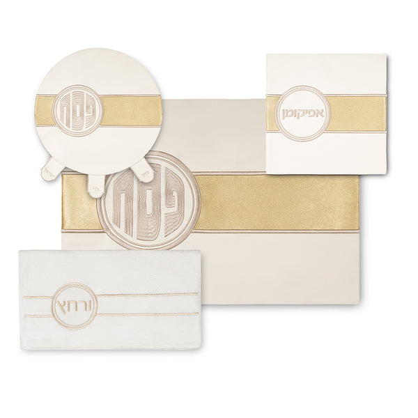 סט פסח מהודר דמוי עור 4 חלקים כיסוי פסח+אפיקומן+הסבה ומגבת