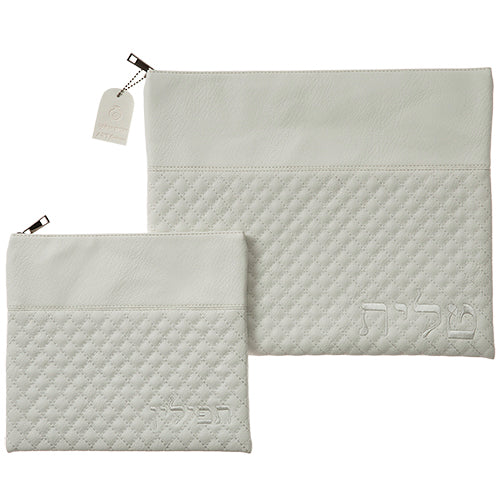 סט טלית תפילין דמוי עור עם ריקמה 36X29 ס"מ