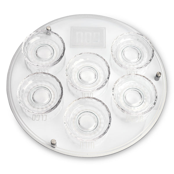 צלחת פסח מזכוכית וקריסטל מהודרת 40 ס"מ