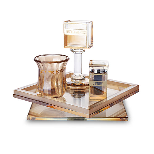 סט הבדלה מהודר מקריסטל עם מגש מסתובב 20 ס"מ