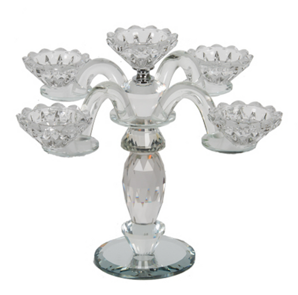 פמוטי קריסטל חמשייה מהודרים 22 ס"מ