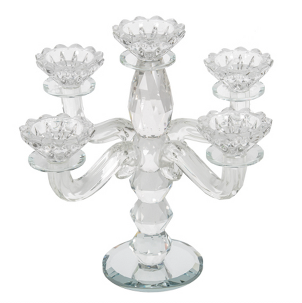 פמוטי קריסטל חמשייה מהודרים 25 ס"מ