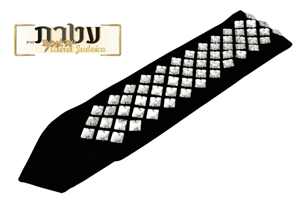 עטרה מהודרת עם אבני קריסטל מרובעות