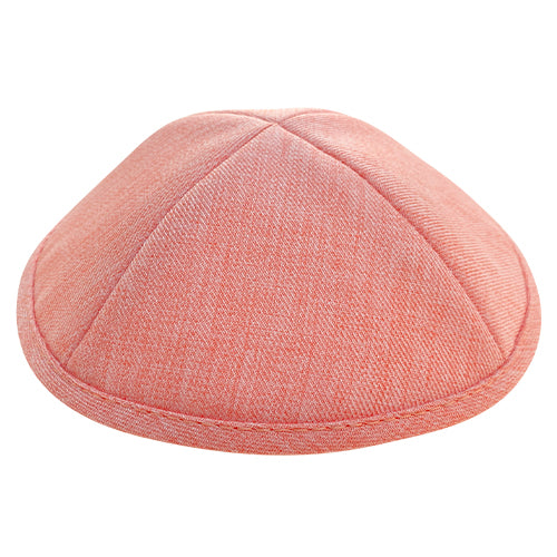 כיפה מהודרת משי פשתן ורוד 19 ס"מ