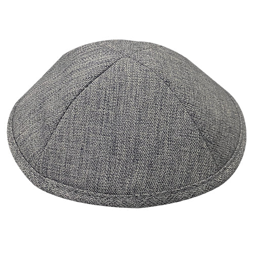 כיפה מהודרת משי פשתן אפור כהה 17 ס"מ