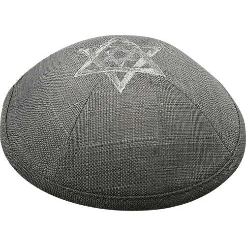 כיפה פשתן עם רקמה 19 ס"מ