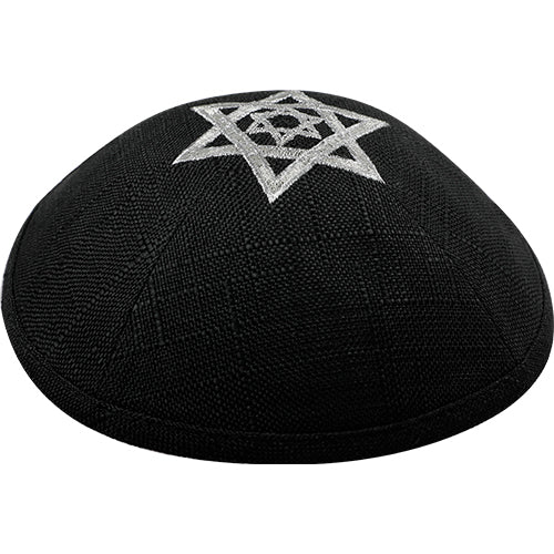 כיפה פשתן עם רקמה 19 ס"מ