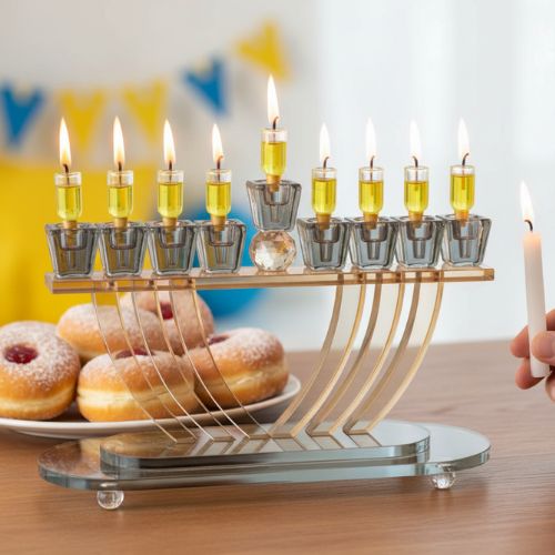 חנוכייה קריסטל מהודרת 19X29 ס"מ