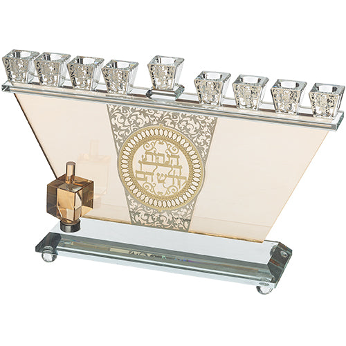חנוכייה קריסטל מהודרת עם פלקטה 19X33 ס"מ