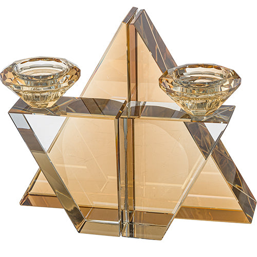 פמוטי קריסטל "מגן דוד" מהודרים 17 ס"מ