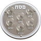 קערת פסח זכוכית מהודר עם 6 בומצים ואבנים 36 ס"מ