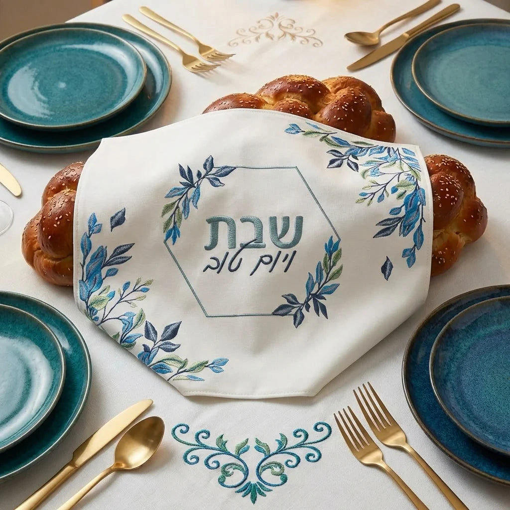 כיסוי חלה מהודר דמוי עור עם רקמה 55X45 ס"מ