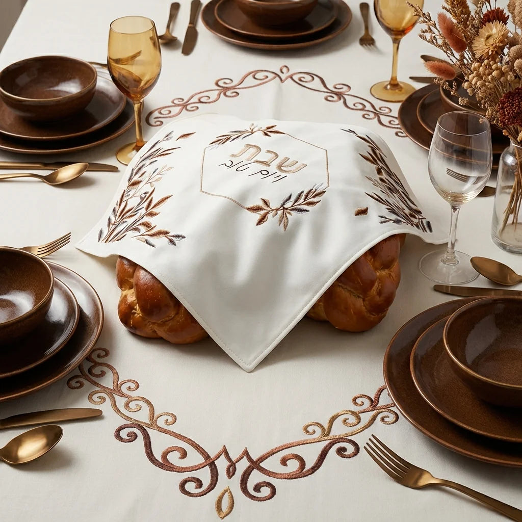 כיסוי חלה מהודר דמוי עור עם רקמה 55X45 ס"מ