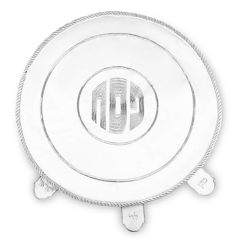 כיסוי פסח סטן עם רקמה כסף 45 ס"מ