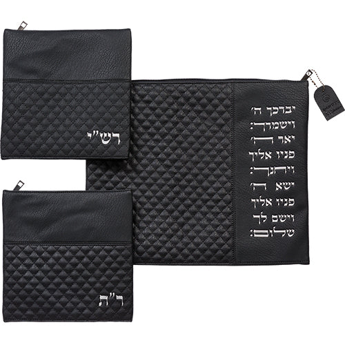 סט טלית תפילין רש"יתם דמוי עור 34X40 ס"מ