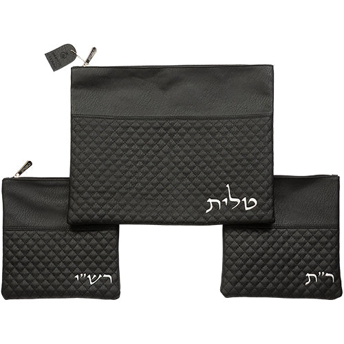 סט טלית תפילין רש"יתם דמוי עור 34X40 ס"מ