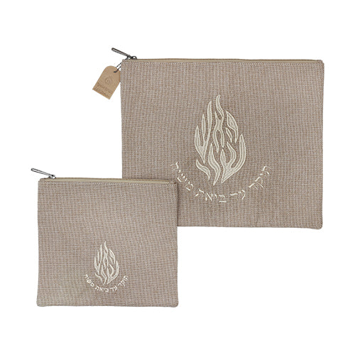 סט טלית תפילין בד פשתן "האש שלי" 36X29 ס"מ