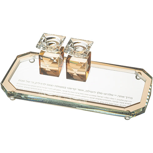 סט זוג פמוטי קריסטל עם מגש מהודר 9 ס"מ