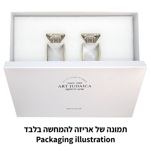סט זוג פמוטי קריסטל עם מגש מהודר 9 ס"מ