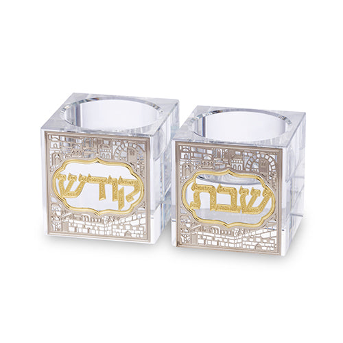 פמוטי קריסטל עם פלקטה 5סמ
