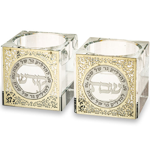 פמוטי קריסטל עם פלקטה 5סמ