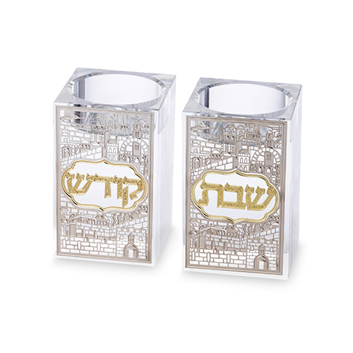 פמוטי קריסטל עם פלקטה 7.5סמ