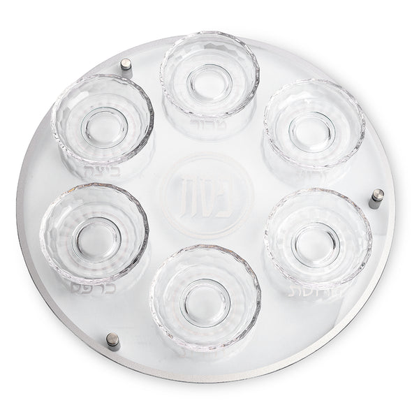 צלחת פסח מזכוכית וקריסטל מהודרת 40 ס"מ