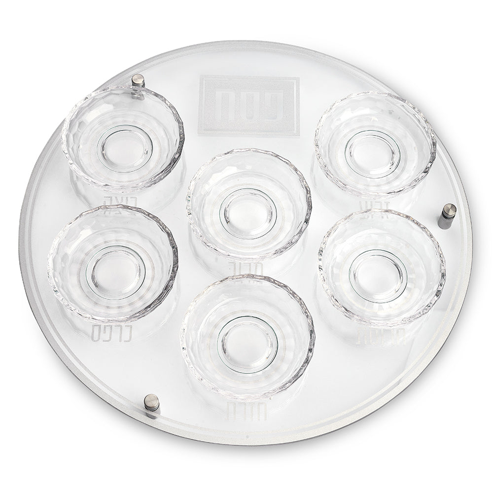 צלחת פסח מזכוכית וקריסטל מהודרת 40 ס"מ