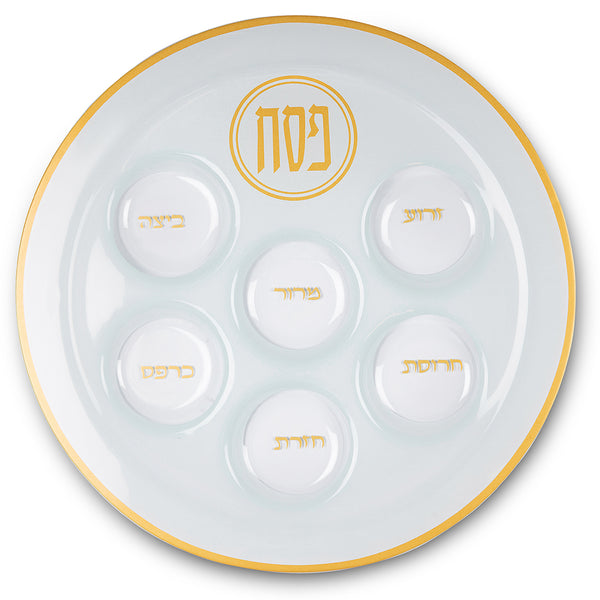 צלחת פסח זכוכית עם הדפסה 40 ס"מ