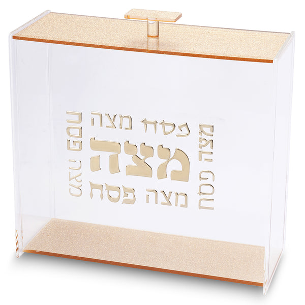 כלי למצה מאקריליק "אותיות בולטות" זהב 21x23 ס"מ