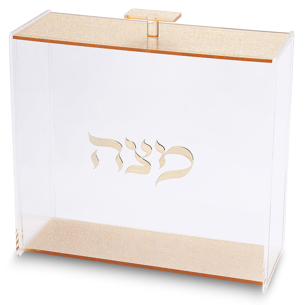 כלי למצה מאקריליק "אותיות בולטות" זהב 21x23 ס"מ