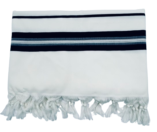 טלית מהודרת מצמר רחלים 100% חלק בצבע שחור