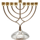 חנוכייה מתכת מהודרת עם קנים זהב 16X18 ס"מ